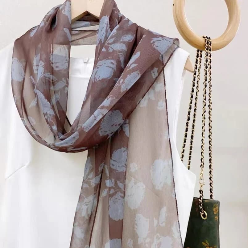 2026 Silisha 140 * 40 CM Lenço de Seda Verão Protetor Solar Senhoras Lenço Longo Temperamento Elegante Estilo Fino Lenço