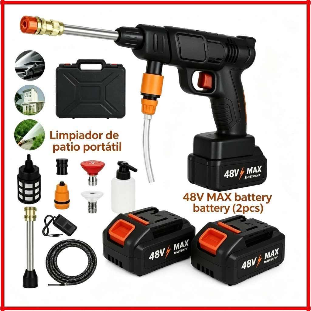 Lavadora Alta Pressão Portátil  com 2 baterias linha premium pistola lava jato profissional limpeza de carros e jardins