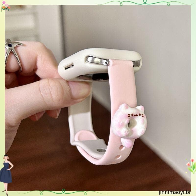 Alça Donut Kitten adequada para pulseiras AppleWatchs109876543Silicone com fivela traseira do Apple Watch