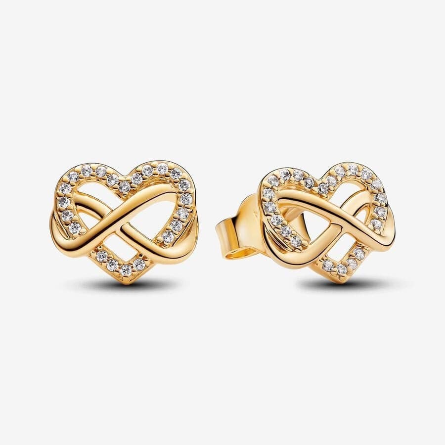 Brincos De Coração Infinito Cintilante Amante Dourado Brinco Clássico Símbolo