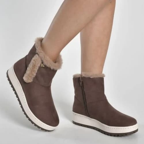Bota Feminina Via Marte Pelúciada Em Camurça Calce Fácil Ortopédico Inverno Quentinha Casual