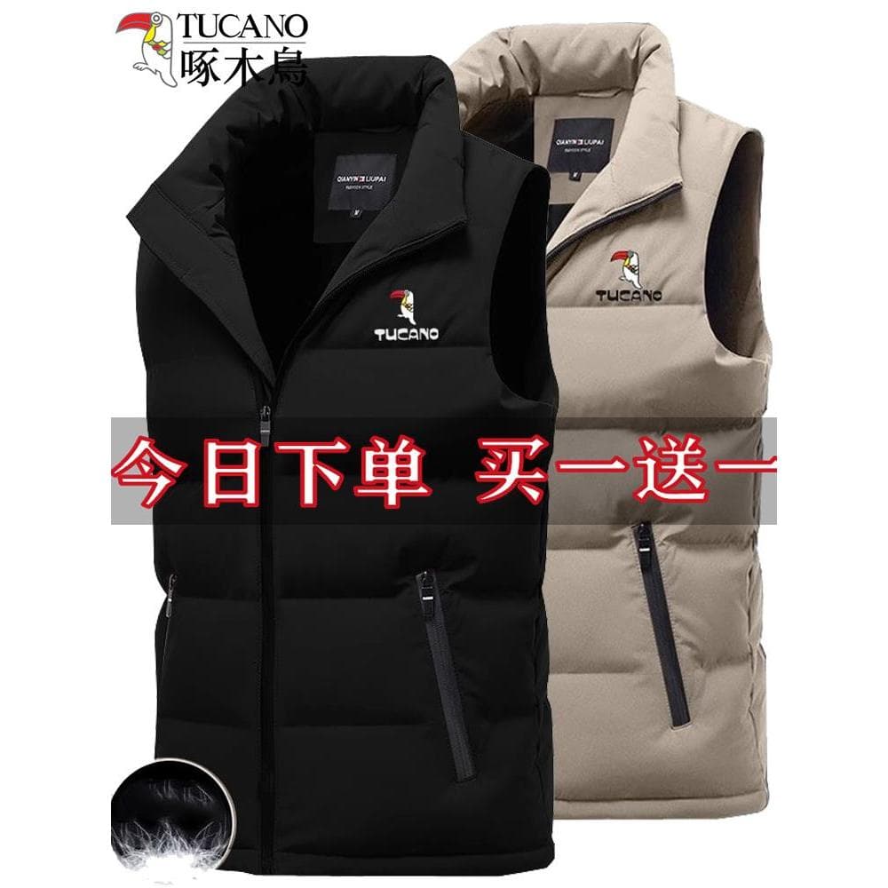 Woodpecker outono inverno para baixo colete de algodão masculino engrossado colete térmico na moda solto curto colete ja