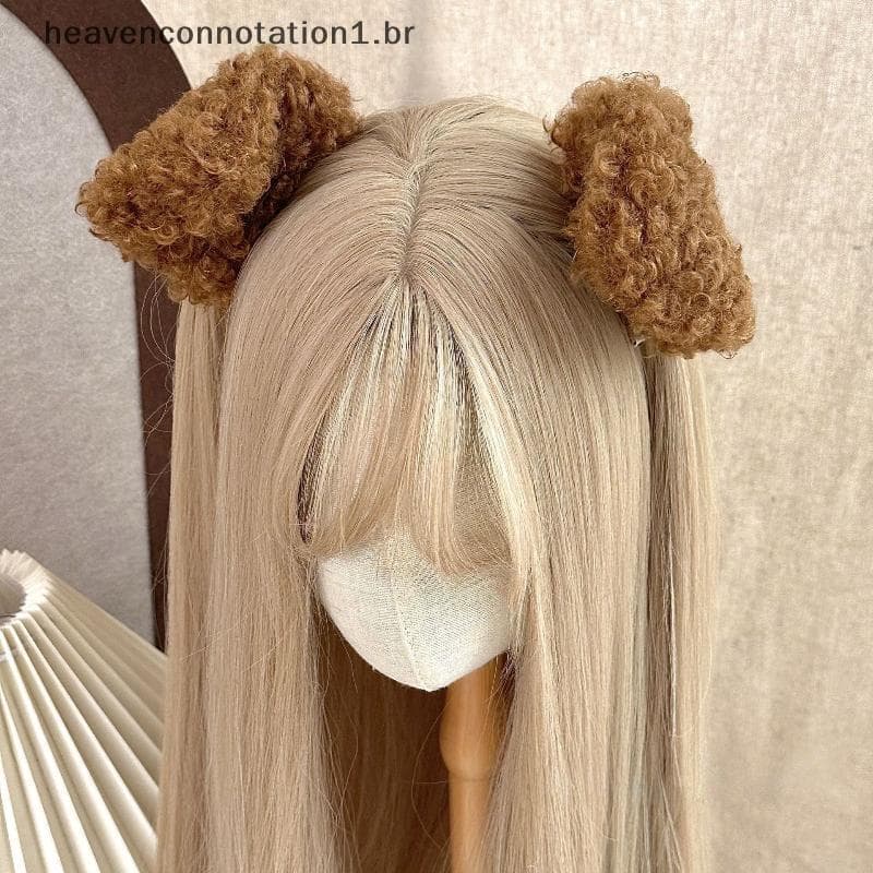 heav 1 Par Novo Bonito Orelhas De Cachorro Clipes Laterais Para Meninas De Pelúcia Hairpin Kawaii Presilhas Headwear Cri