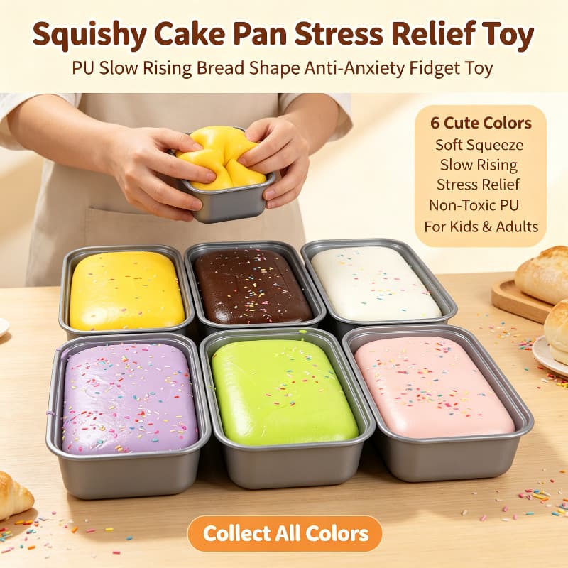 Squishy Cake Pan Stress Relief Toy PU Lento Subindo Forma De Pão Anti-Ansiedade Fidget Para Crianças Adultos