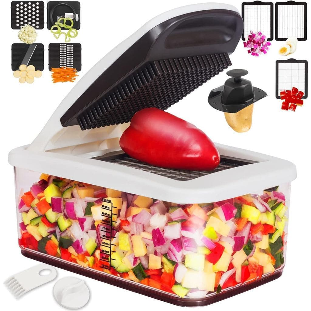 Cortador de Legumes RüK, Cortador de Legumes Extra Grande, Picador de Alimentos Multifuncional Profissional 10 em 1, 6 L