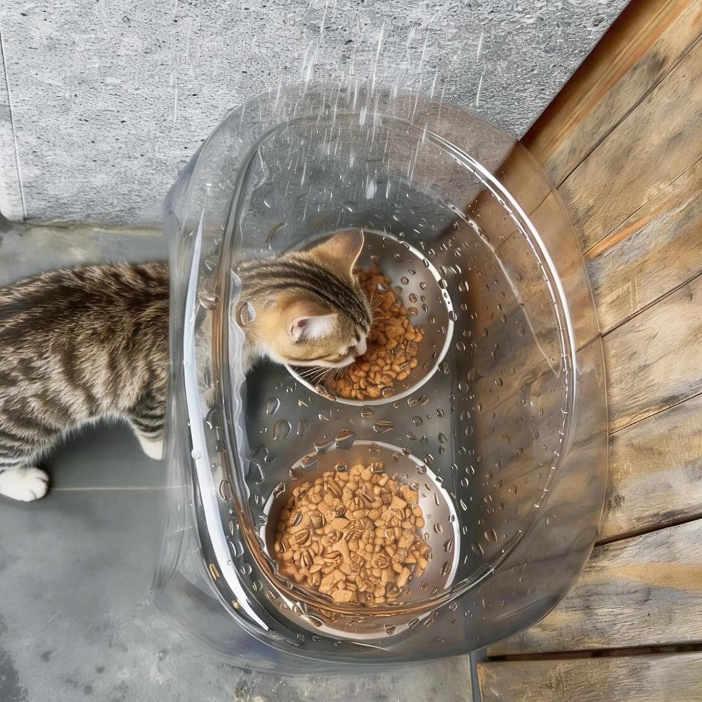 Gato errante ninho ao ar livre tigela de alimentação transparente à prova de chuva galpão à prova de umidade alimentador