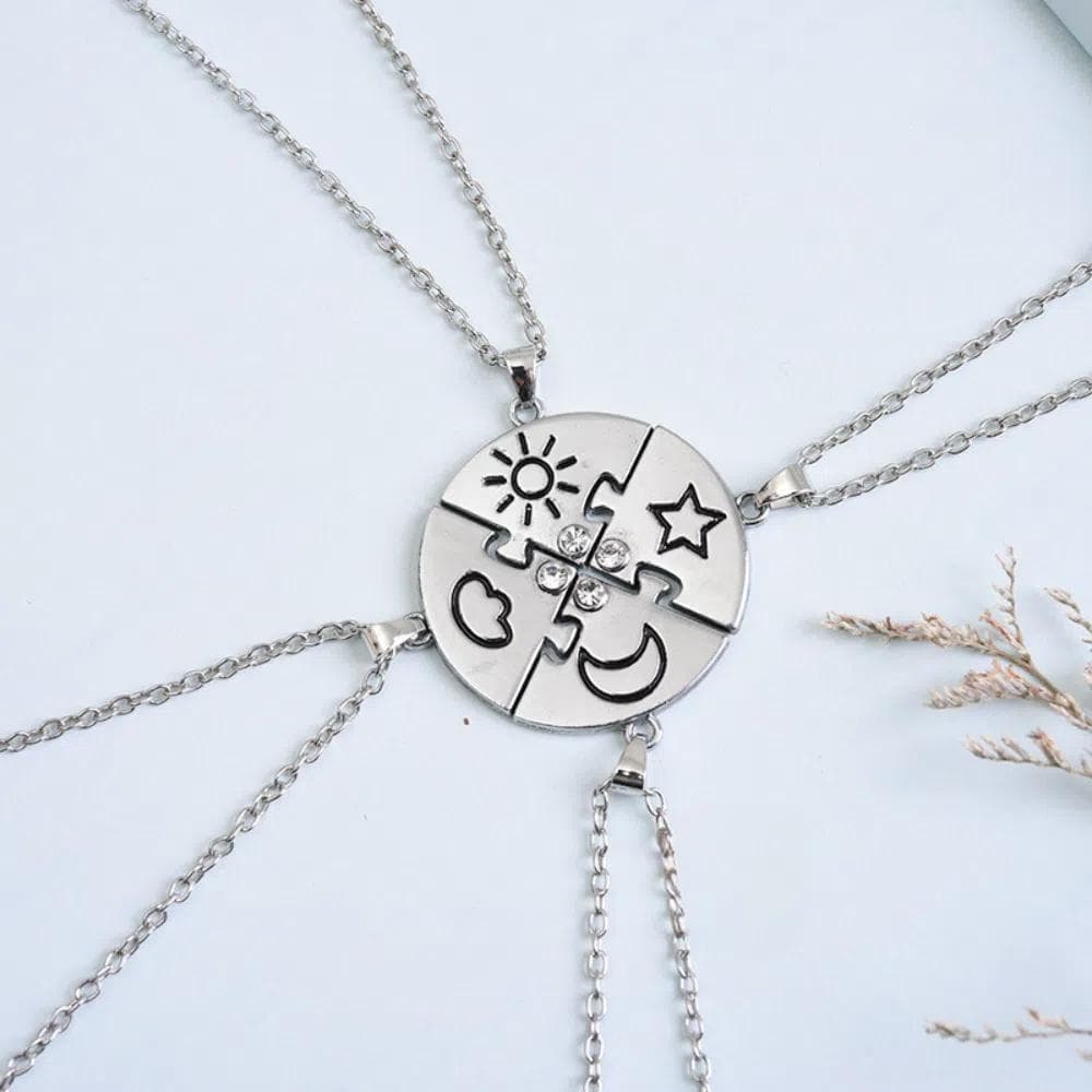 LYNDON 4 Pçs/set Melhores Amigos Para Sempre Colar , BFF De Strass Colorido , Emenda