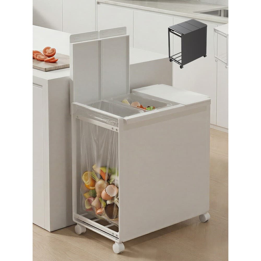 Casa 2026 novo estilo cozinha lata de lixo de grande capacidade com tampa removível 3 classificação Rack de lixo de banh