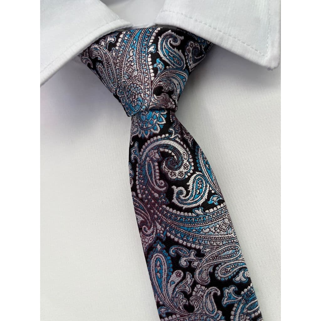Gravata Slim Caxemira Paisley-2400 fios NCX4