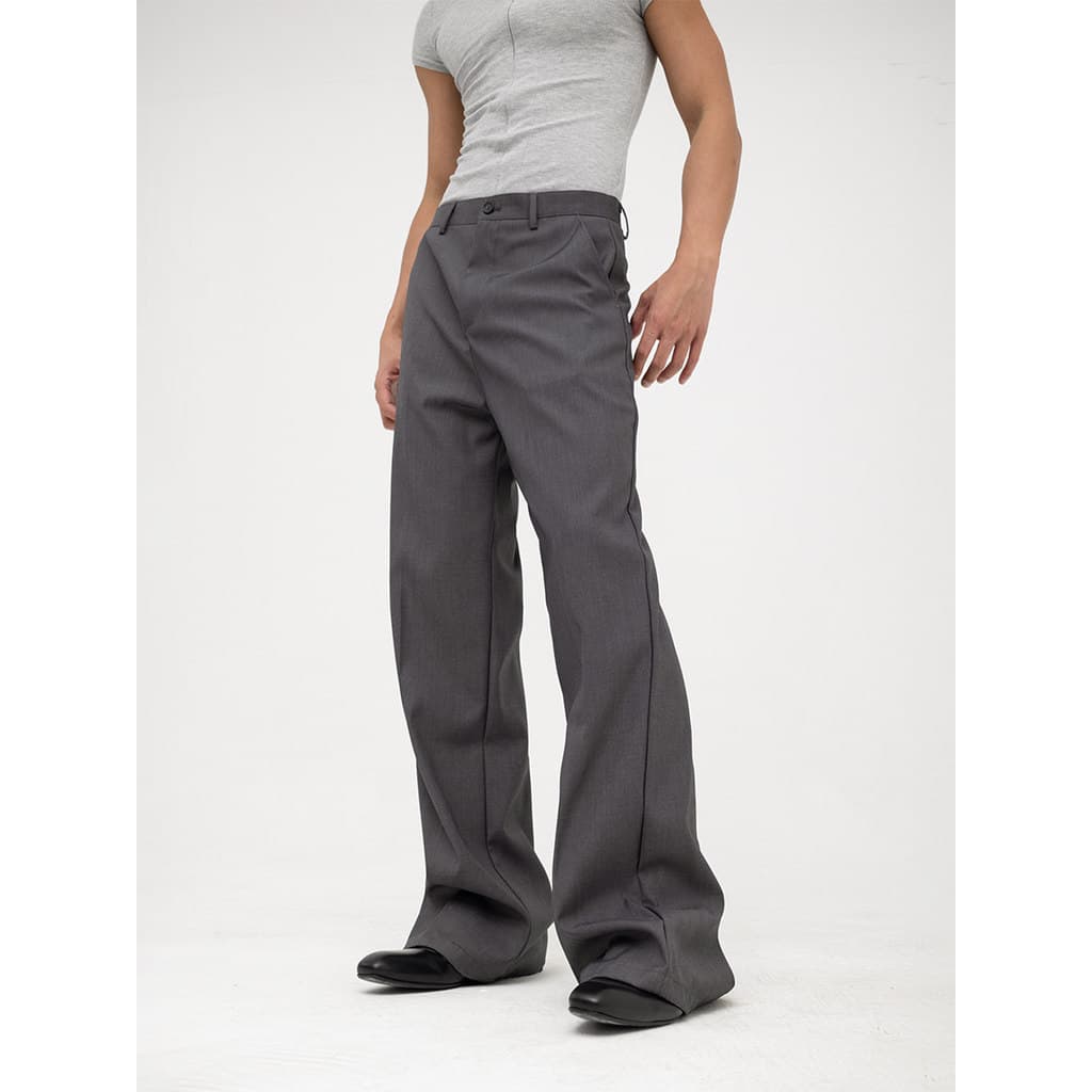 CLP Cáqui Preto Cinza Calças Fenda Queimada Calças Casuais Calças Slim-fit Perna Larga Reta Retro Esfregar Masculino Dra