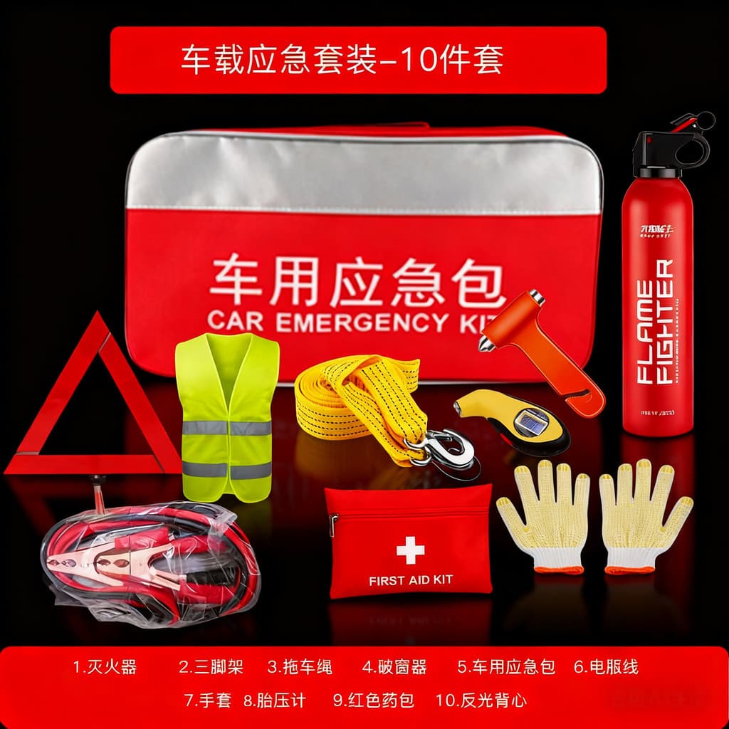 Kit de resgate de emergência para carro, extintor de incêndio, equipamento de incêndio, bolsa de armazenamento de carro,