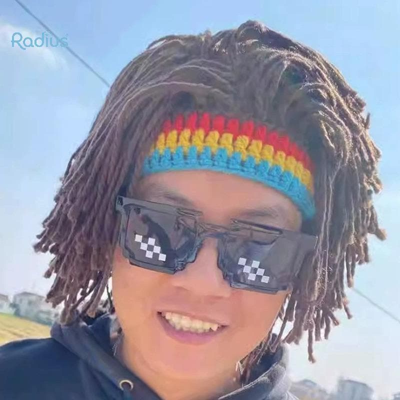 Raio Masculino Feminino Peruca Sintética Trança Falsa Dreadlos Gorro Artesanal Crochê Chapéu Cosplay Festa Headwear Quen