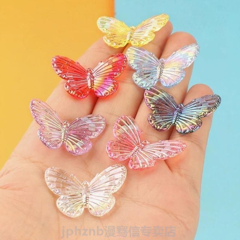 Simulação de cristal colorido borboleta elementos carro decorações creme estilo decorações de mesa crianças modelos anim