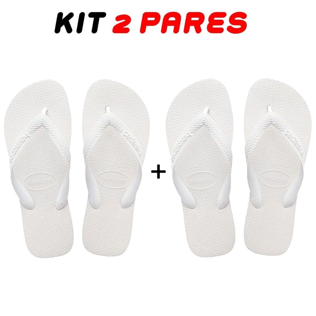 Kit 2 Chinelos Masculino Feminino Branco HV Confortável