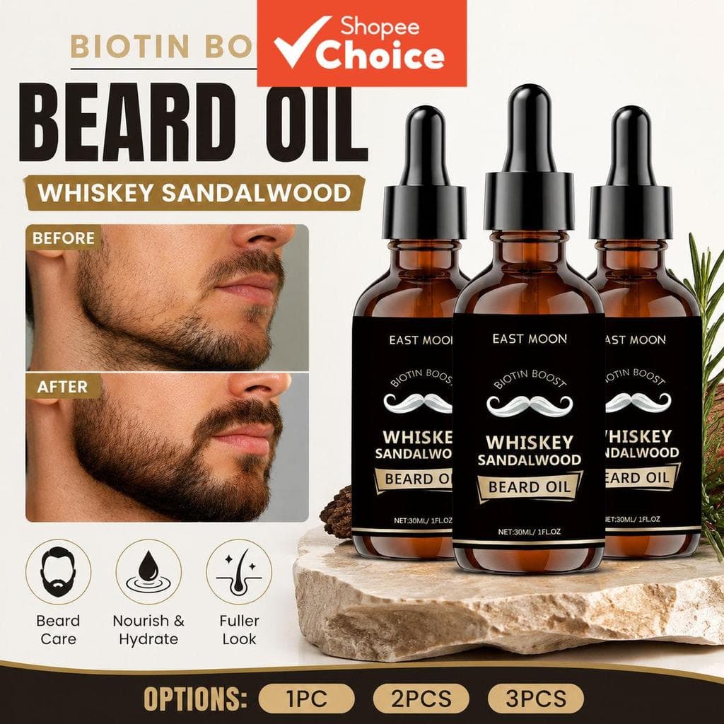 Óleo Estimulante de Crescimento de Barba 30 ml (1 un./2 un./3 un.) – Barba macia e alinhada, visual saudável, rápida