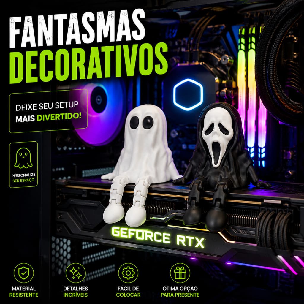 Fantasminha E Ghostface Decorativo Para Setup Gamer Quarto Geek Enfeite Brinquedo