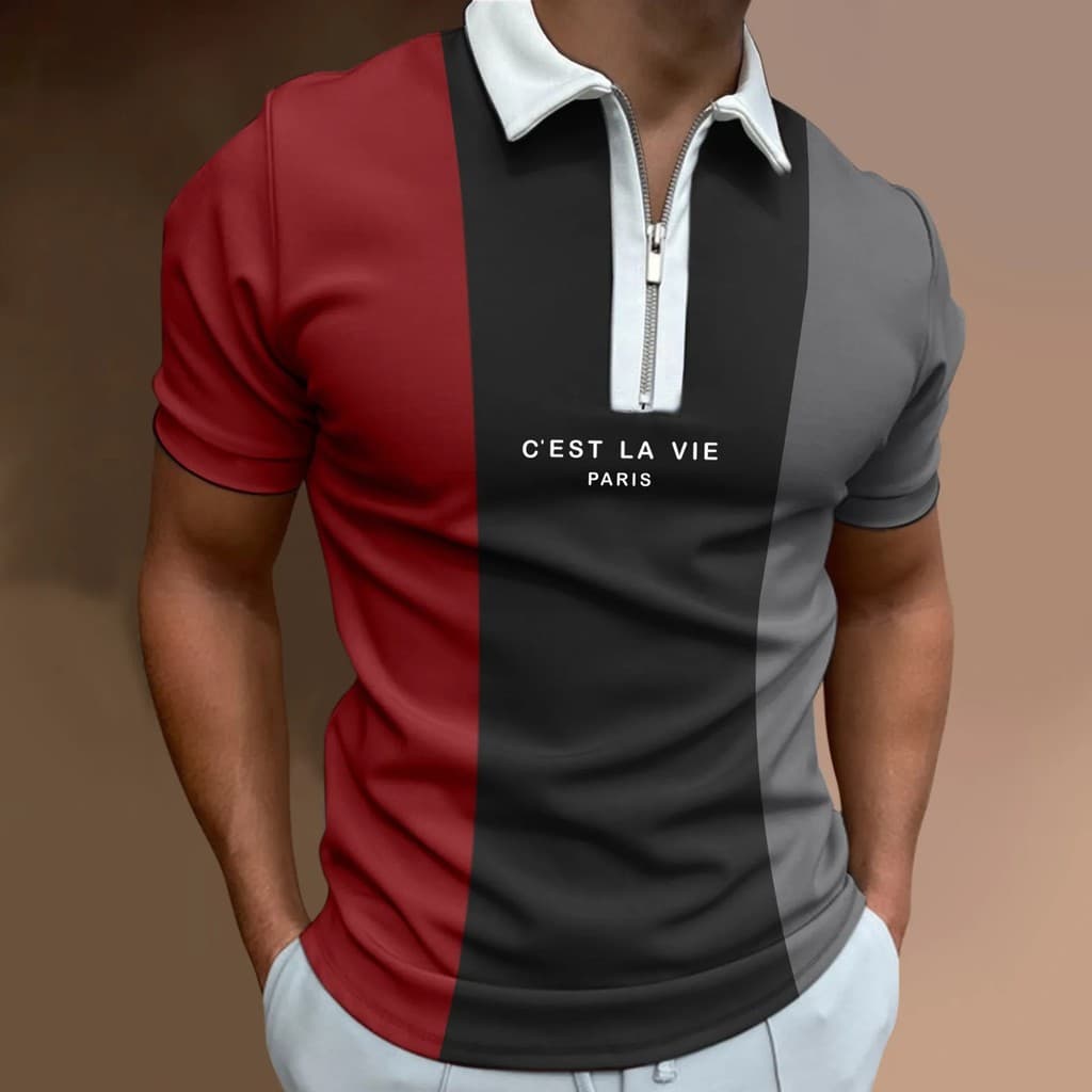 Nova Camisa Polo Masculina com Estampa de Letras, Camisa Polo de Marca para Homens, Camisa de Manga Curta para o Verão,