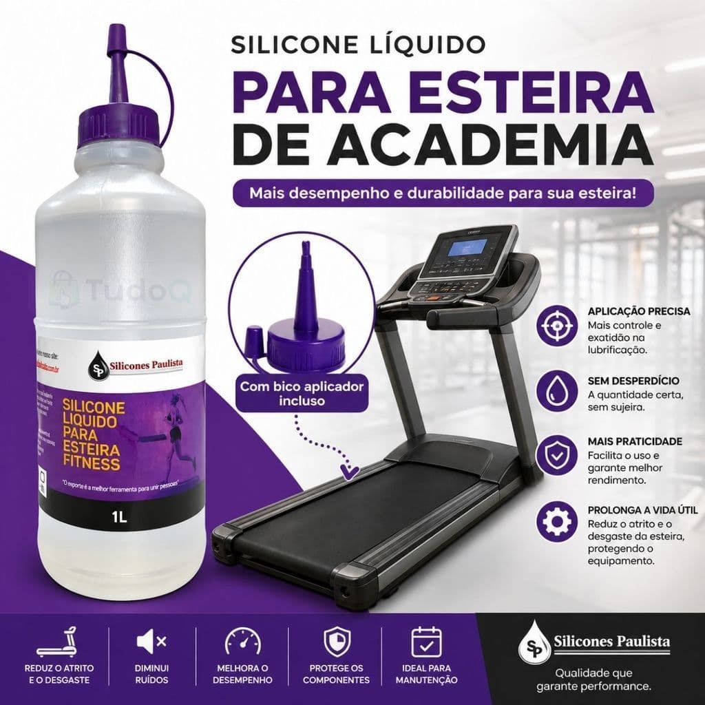 Silicone Lubrificante 1Lt para Esteira com Aplicador  Lubrificante Profissional Alta Durabilidade