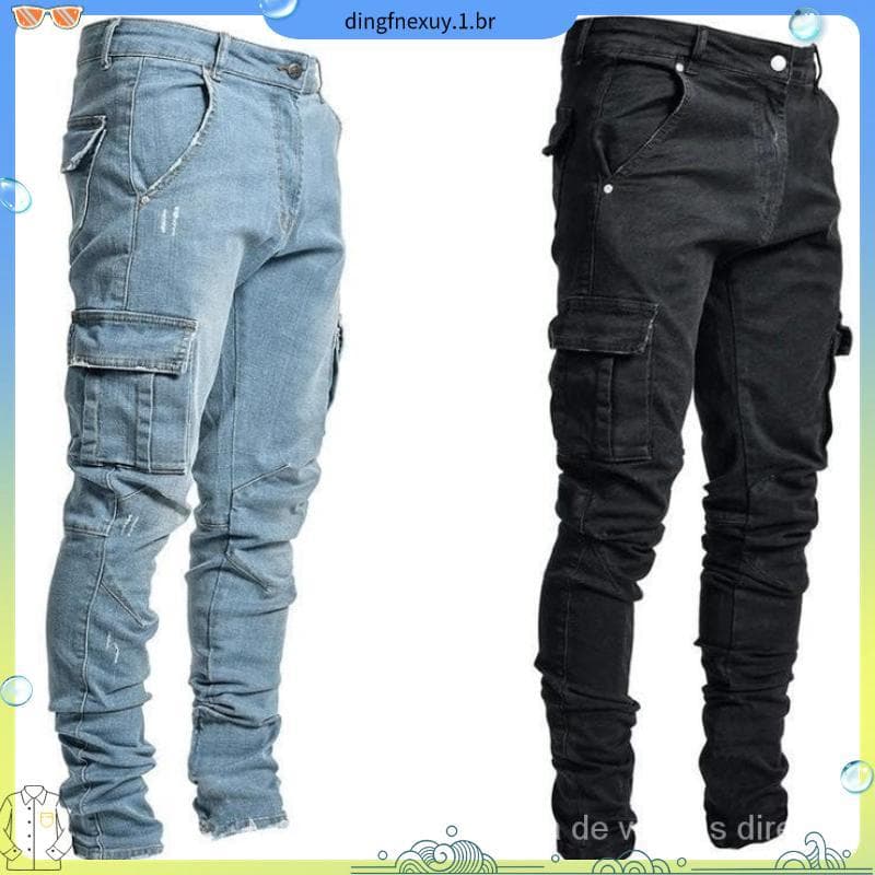 jeans Skinny Com Bolsos Laterais smal l