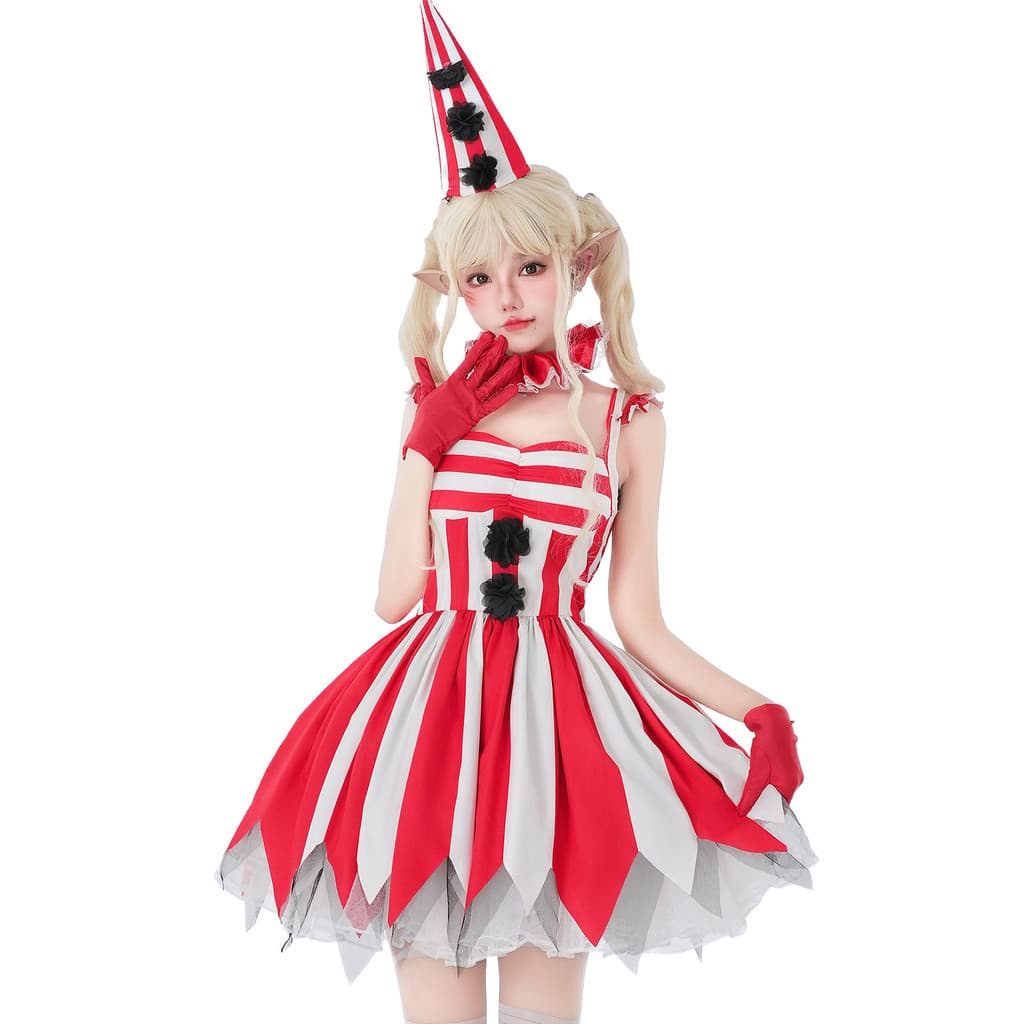 Traje de Halloween circo de volta à alma palhaço traje senhoras vestido mal palhaço Horror boneca vermelho