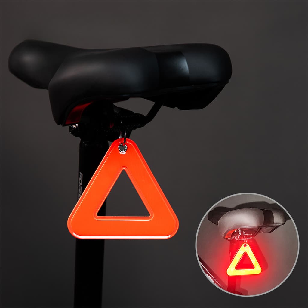 Sela de bicicleta placa triangular reflexiva equitação noturna placa reflexiva de segurança pendurado placa triangular o