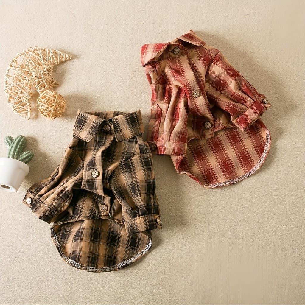 Camisa Xadrez De Dois Tons Para Cachorro De Estimação
