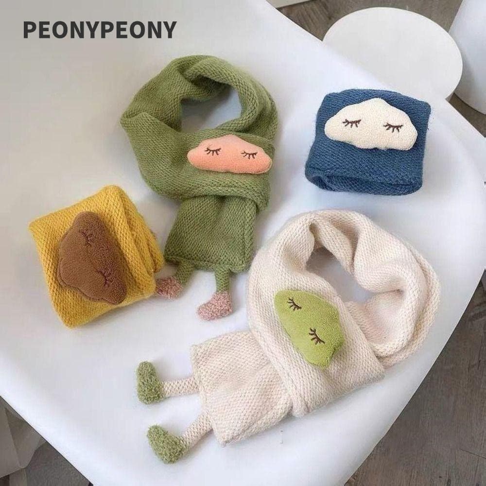 Cachecol De Bebê PEONY , Infantil De Malha Com Nuvens De Desenho Animado , Lenço Grosso E Quente Para Pescoço