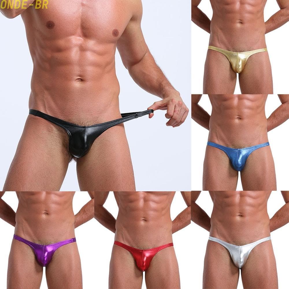 Bold and Comfortable Mens Wet Look Thong GString Bikini Brief Underwear Swimwear