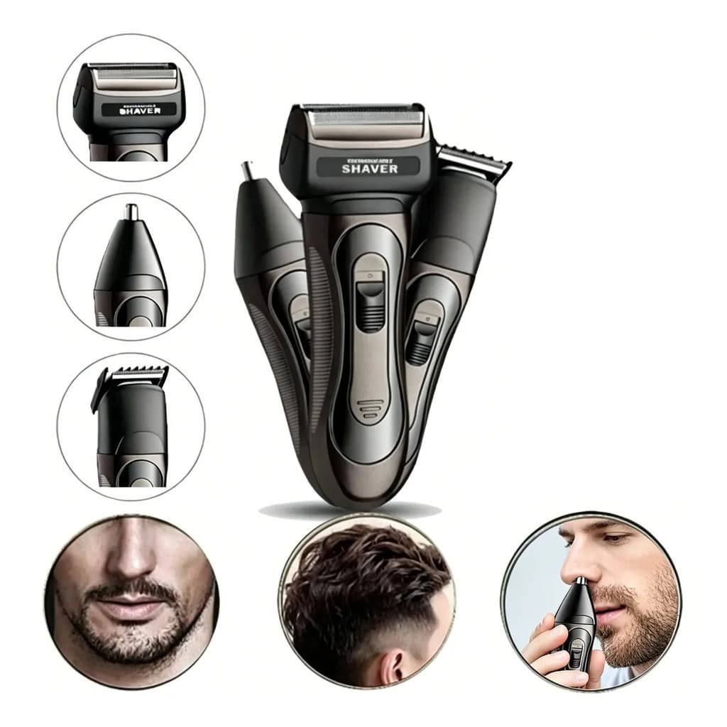 Maquina Barbeador Aparador De Pelos 3 Em 1 Recarregavel Usb