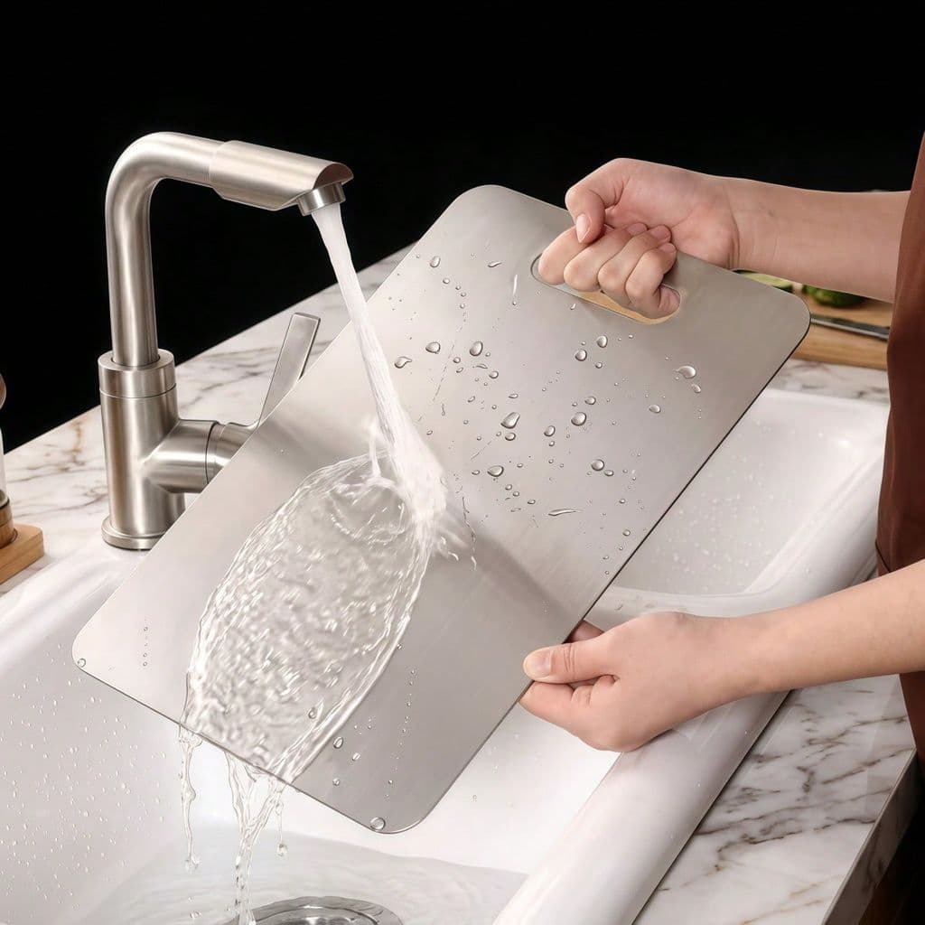 Tábua de Corte Aço Inox para Carnes Legumes Frutas Higiênica Antiferrugem Fácil de Limpar DONG