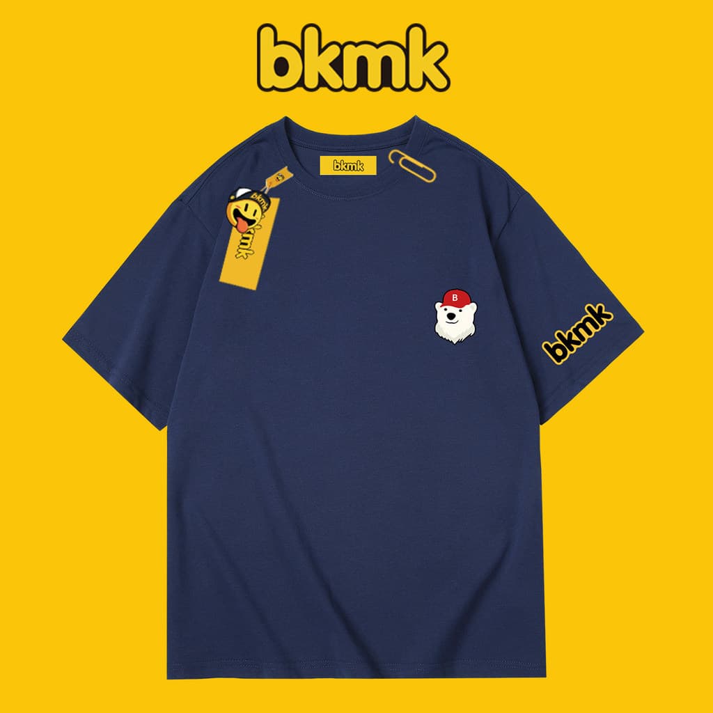 bkmk Na Moda De Manga Curta Solta Verão Urso Impressão Nova Camiseta Masculina high street ins super Fogo Puro Algodão M