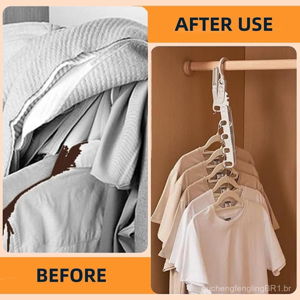 Cabide Portátil Dobrável para Roupas, Cabides de Plástico Dobráveis para Viagem, Suporte para Secagem de Roupas com 5 Fu