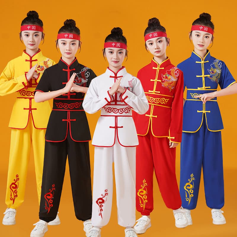 Roupa de Treinamento de Artes Marciais para Crianças, Uniforme de Estilo Chinês, Roupa para Treinamento e Compet