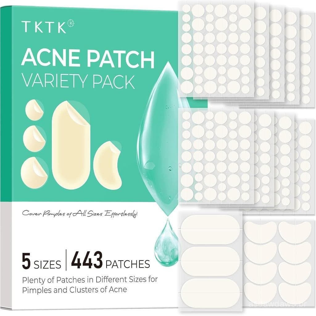 Conjunto de 443 adesivos para acne facial, adesivos hidrocoloides para acne, usados para cobrir manchas nas bochechas.