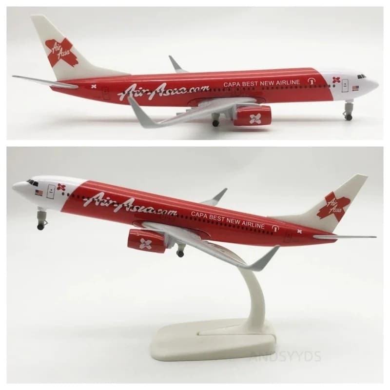 FZ Aviões De Brinquedo 20cm Air Asia Airlines 737 B737 Modelo De Avião De Liga Metálica Com Trem De Pouso Simulação Pres