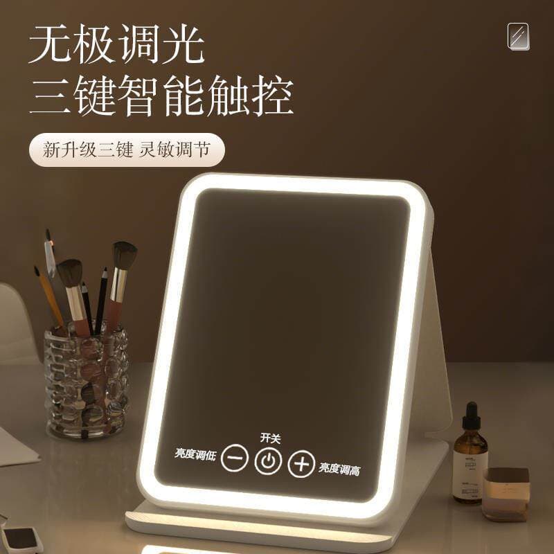 Espelho de Maquiagem de Alta Qualidade com Luz LED, Portátil, Dobrável, de Mesa, Adequado para Dormitórios de Estudantes