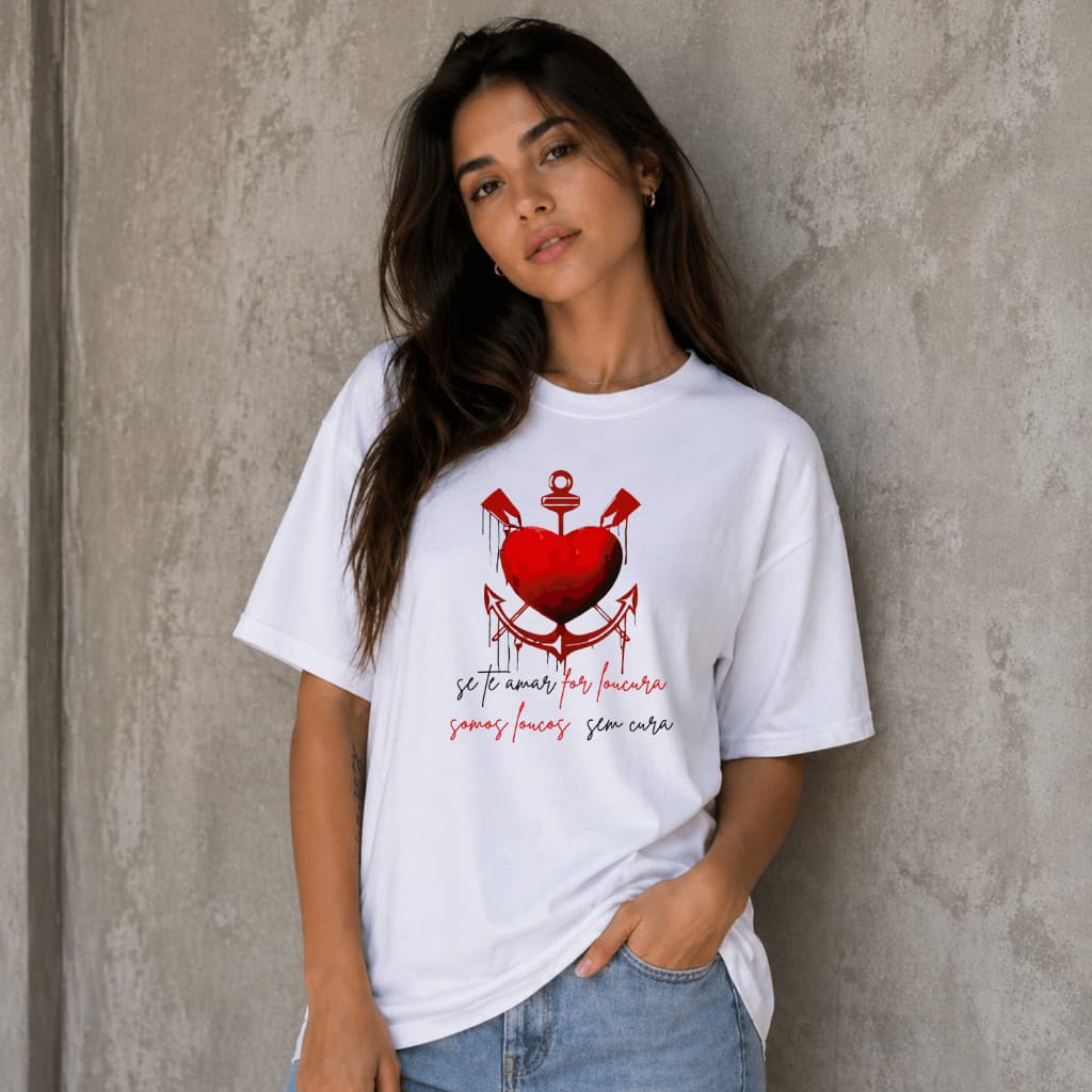 Camiseta 100% Algodão Timão Fiel Torcedor Coração Camisa Unissex
