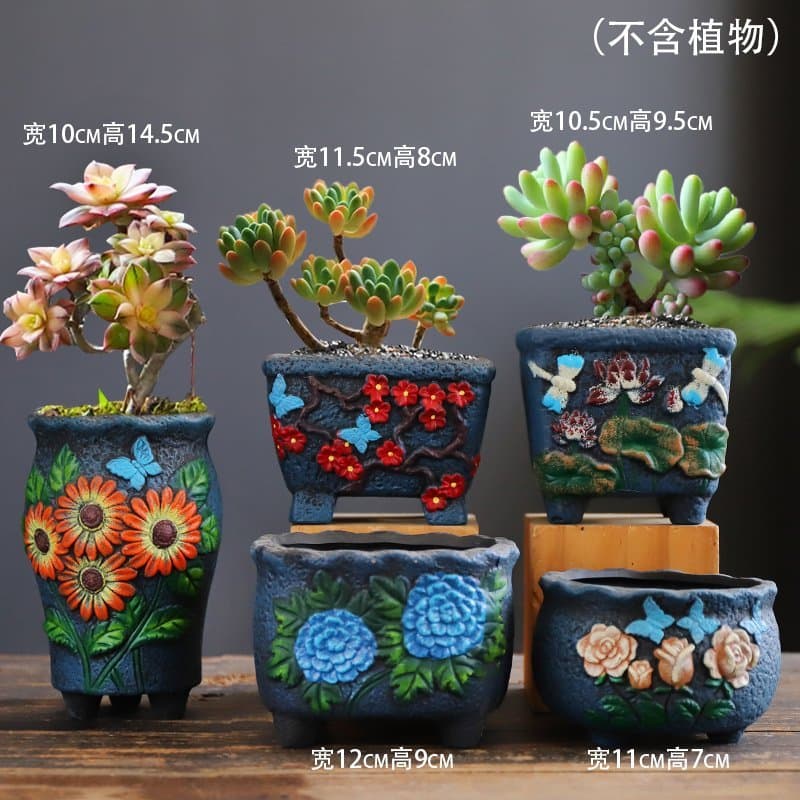 Suculenta vaso de flores grés respirável grande cerâmica Retro planta conjunto combinação criativo oferta especial folga