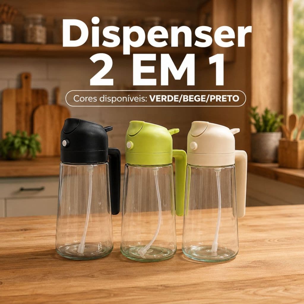 Dispenser Pulverizador 2 em 1 450ml para Azeite e Óleo | Spray e Derramamento em Fio