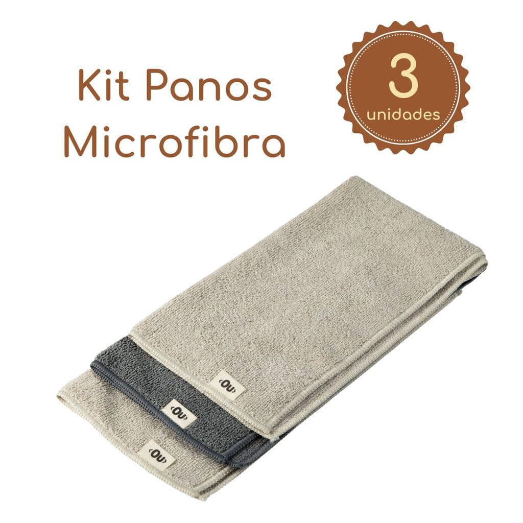 Kit 3 Pano de Microfibra Multiuso Limpeza Flow Ou