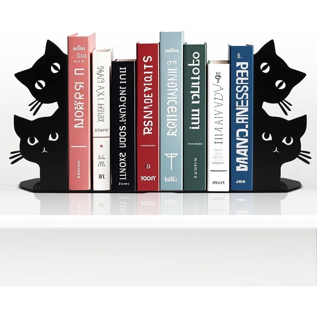 Aparadores de Livros Decorativos em Forma de Gato para Prateleiras, Suportes de Metal para Livros Pesados, Protetores de