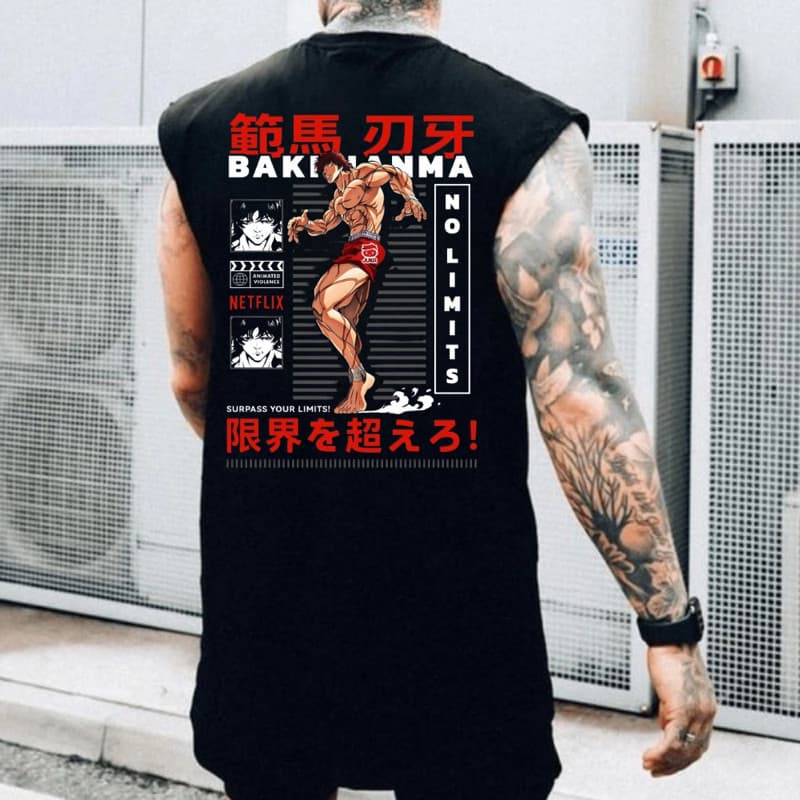 Regata Over Confortavel Baki Hanma No Limits - Estampa Costas Anime Treino Gymwear