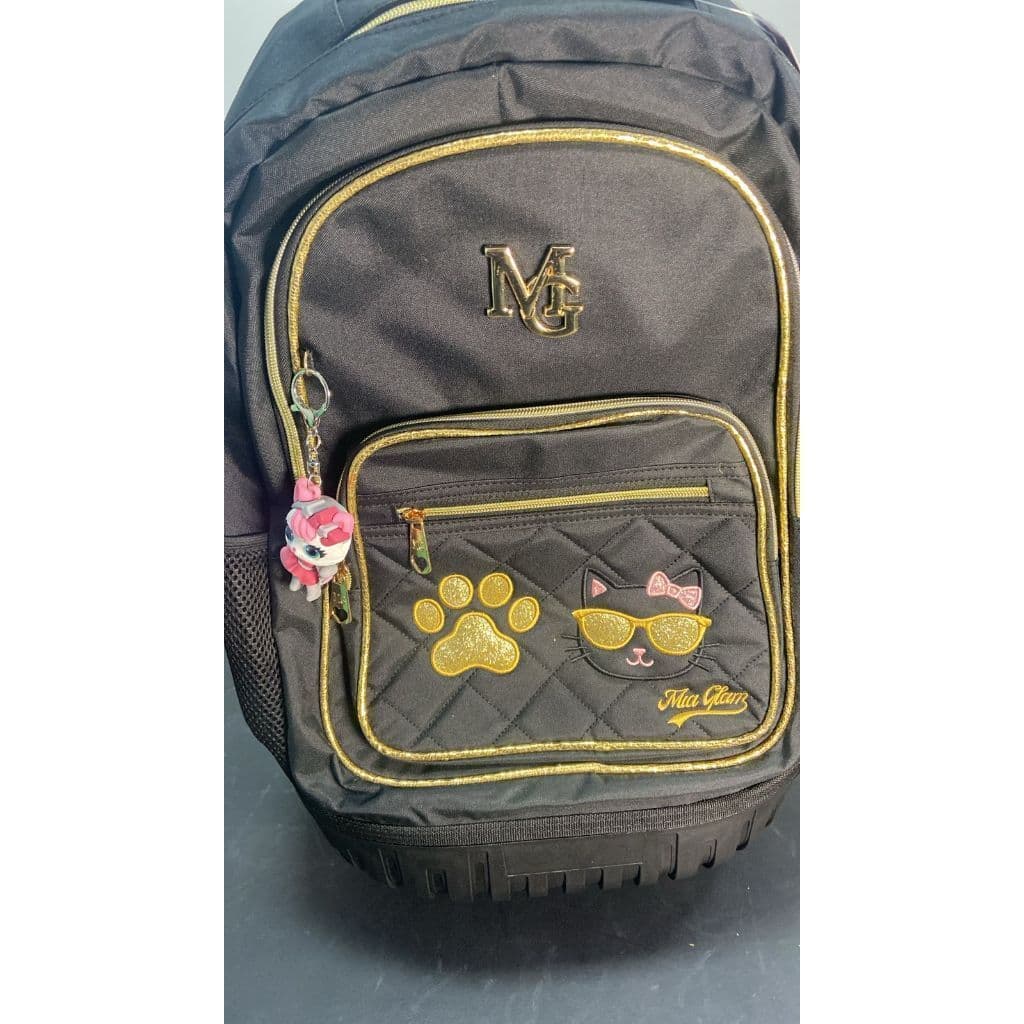 Mochila Mia Glam com Rodinhas Preta – Escolar, Resistente, Prática e Estilosa