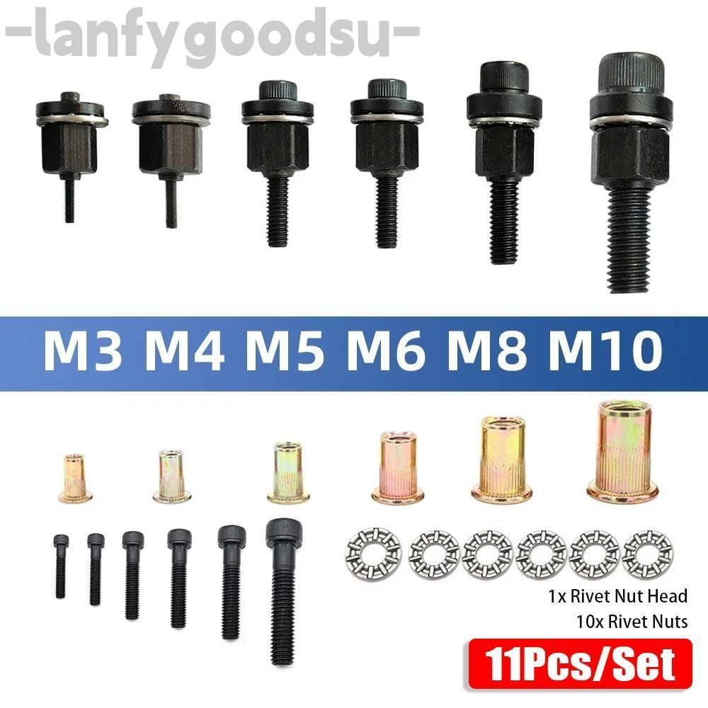LANFYGOODS 11 Pçs/Set Ferramenta Rebitador Manual , Para Tocha De Porca De Rebite M3 M4 M5 M6 M8 M10