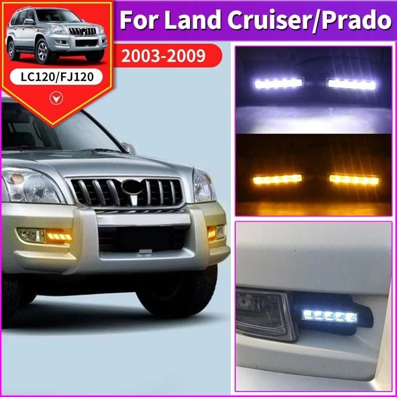 Lâmpada Diurna LED Para Automóvel Modificada Toyota Land Cruiser Prado 120 Lc120 FJ120 2003-2009 2008 Acessórios Externo