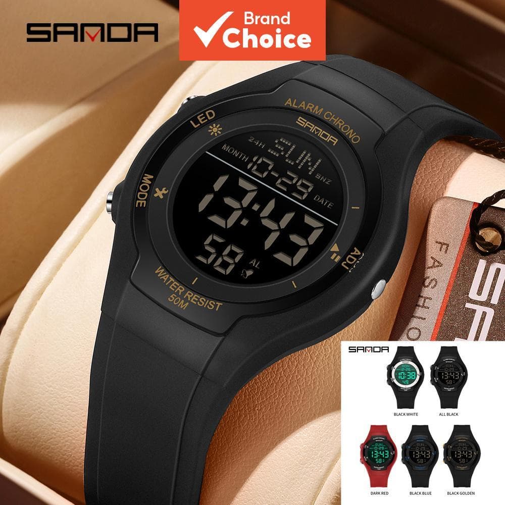 Sanda Digital Sport Watch LED Cron么metro 脌 Prova D'谩gua Homens Mulheres 6356