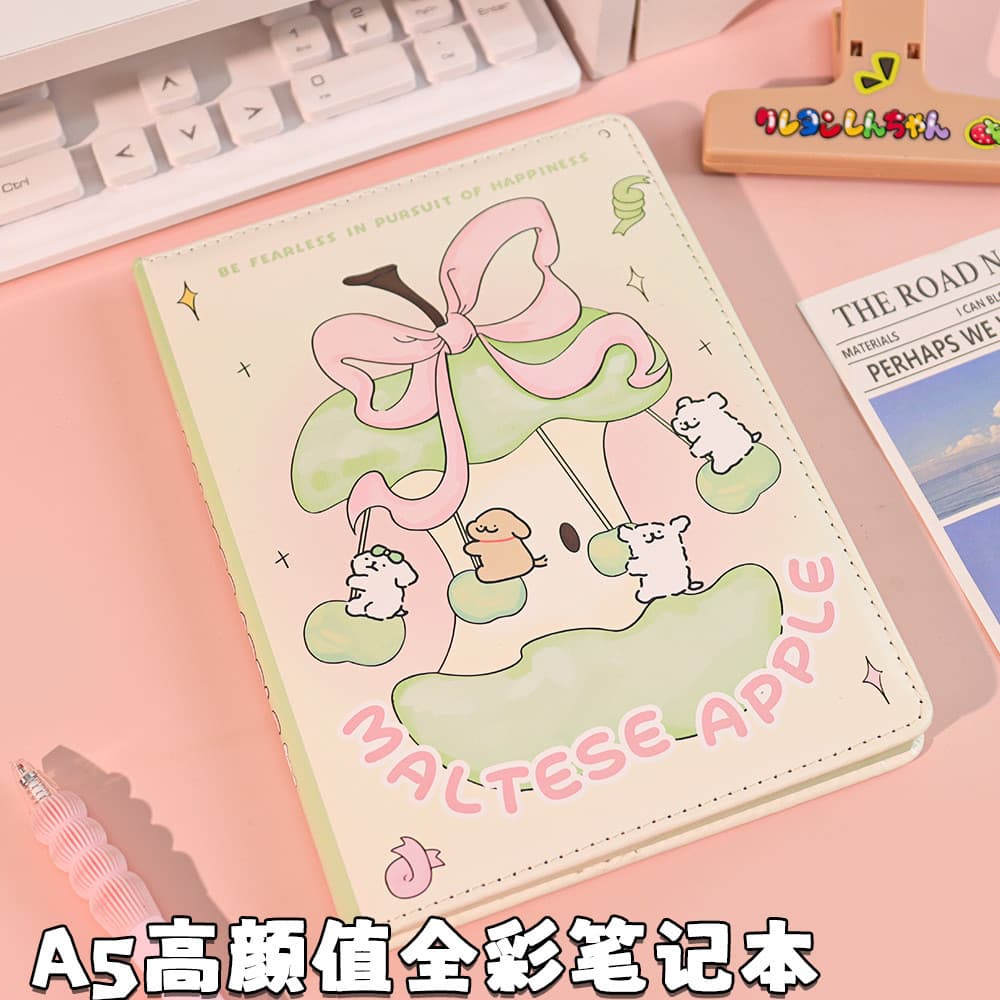 A5 apple filhote de cachorro página colorida caderno ins estilo caderno de papel grosso a5 apple filhote de cachorro pág