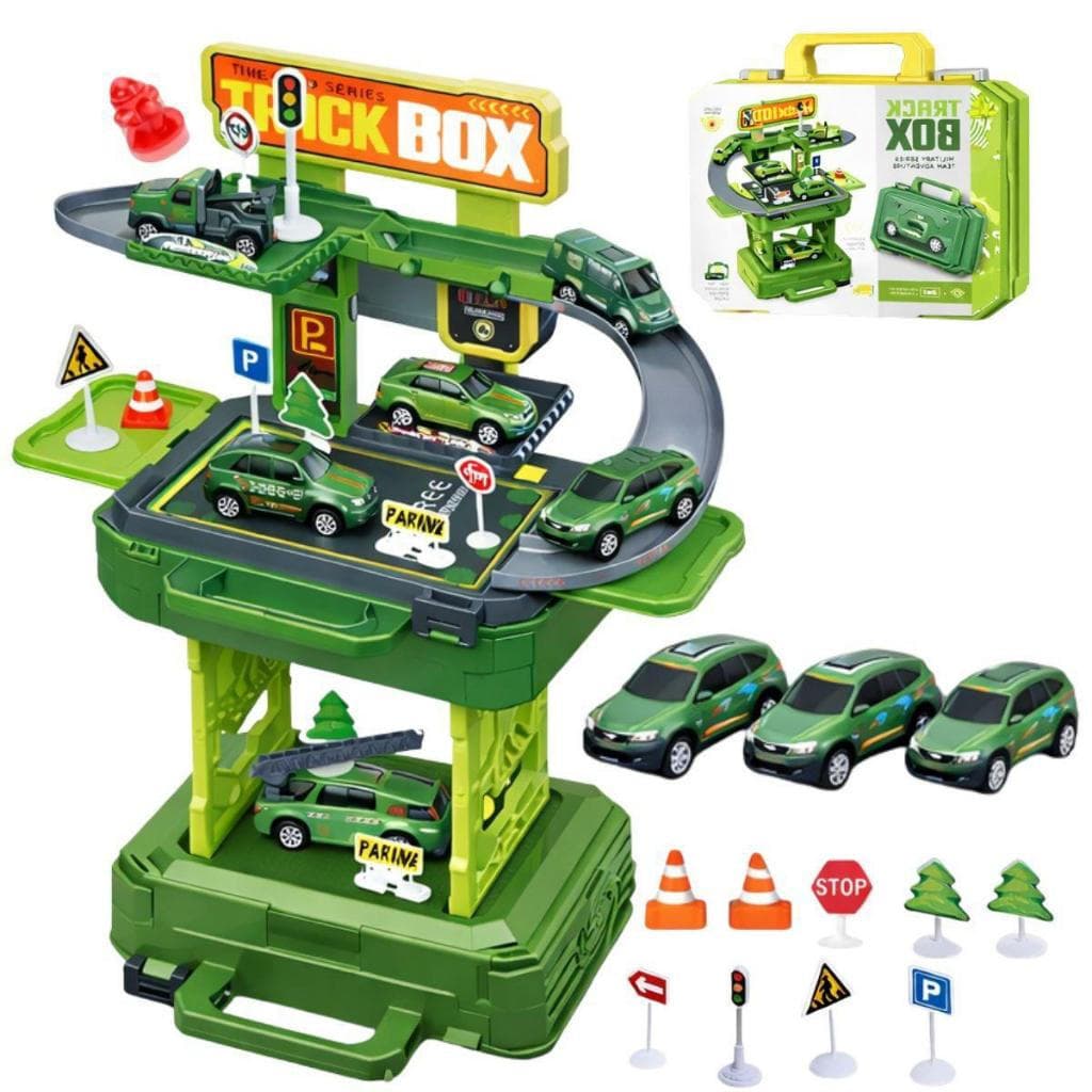Pista de Carrinho Exército Maleta Profissão Brinquedo Infantil