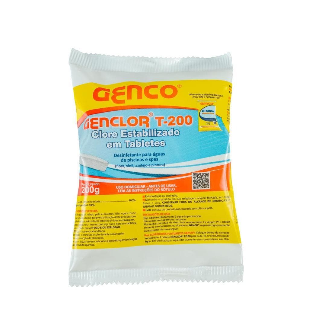 Cloro Pastilha Estabilizado Múltipla Ação 3 em 1 200gr Genco