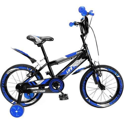 Bicicleta Infantil Aro 16 Com Rodinhas Azul Menino Unitoys